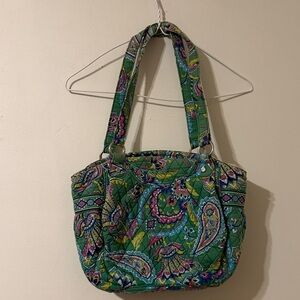 Vera Bradley Green and Purple Paisley Shoulder Bag